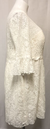Short Illusion Lace Dress with 3/4 Bell Sleeves Ivory DB Studio SDWG0618 Size 22 - Picture 5 of 12