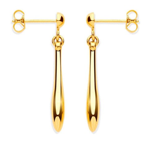 9K Gold TearDrop Earrings. Yellow Gold & White Gold Hollow Dangle. Free Shipping - Picture 4 of 11