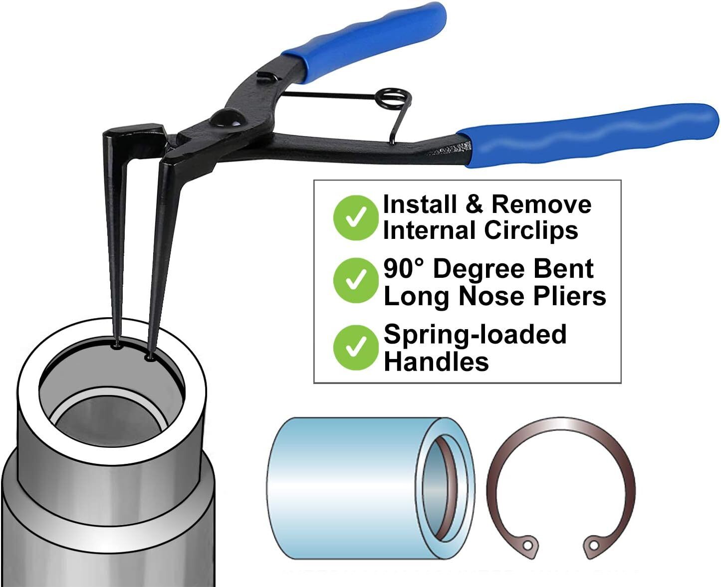 Internal Master Cylinder Snap Ring Pliers Heavy Duty 90 Degree Long