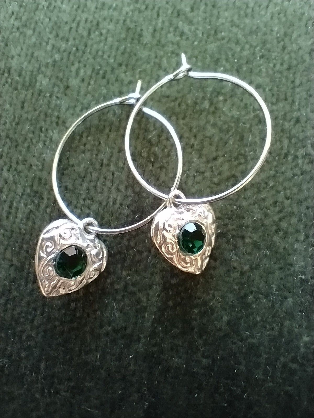 hoop earrings with a green emerald charm-image