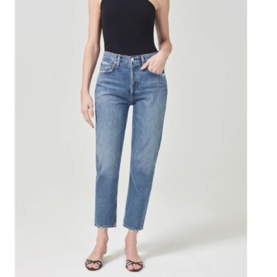 Agolde Riley High Rise Straight Crop Jeans in Frequency | eBay