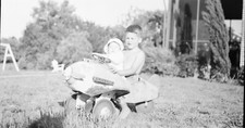 Antique Photo Negative Over-Sized Chattanooga TN Kids in Pedal Car Airplane