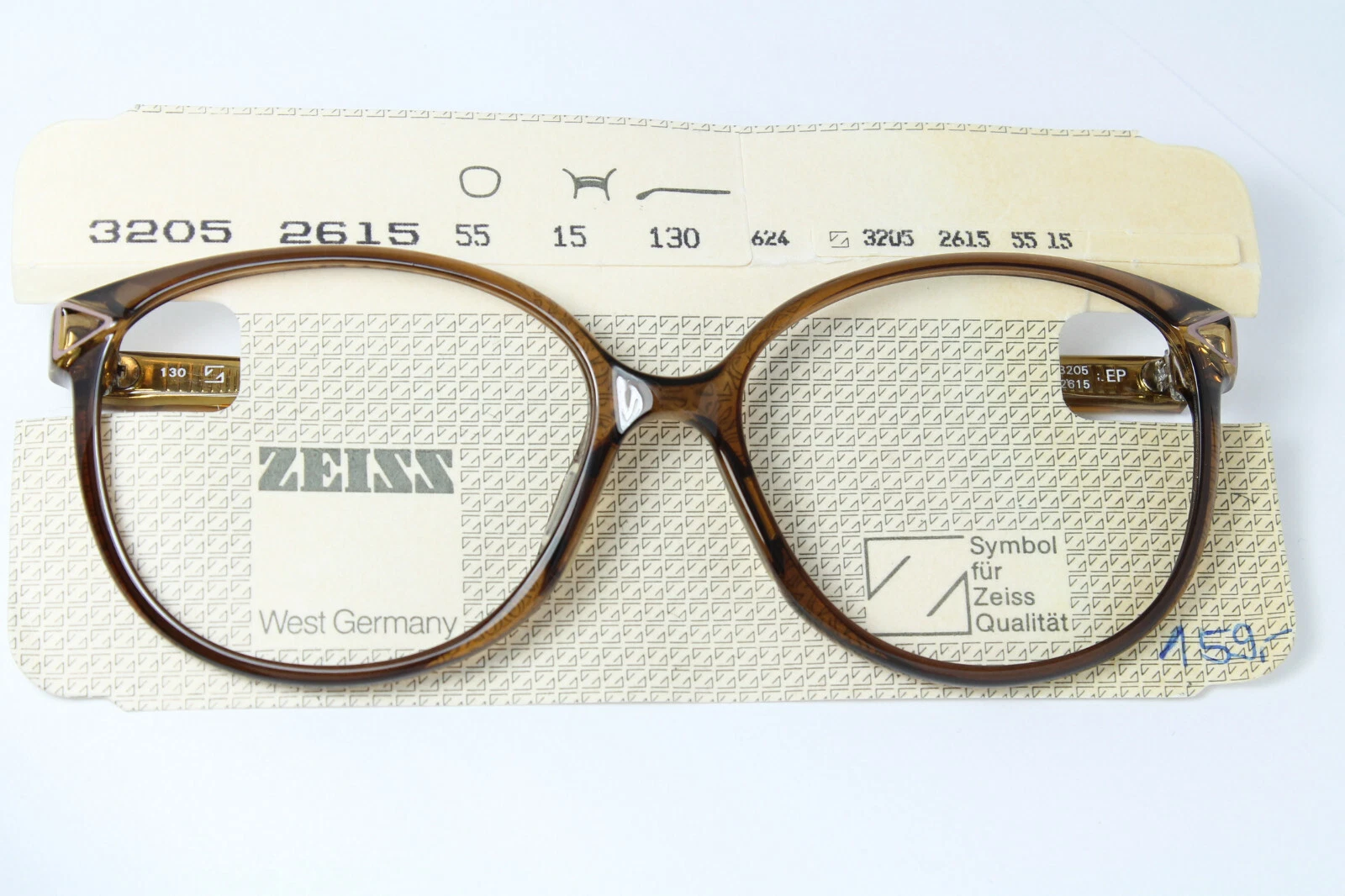 ZEISS 3205 2615 Vintage Eyeglasses Bril Unique Olive West Germany 1980
