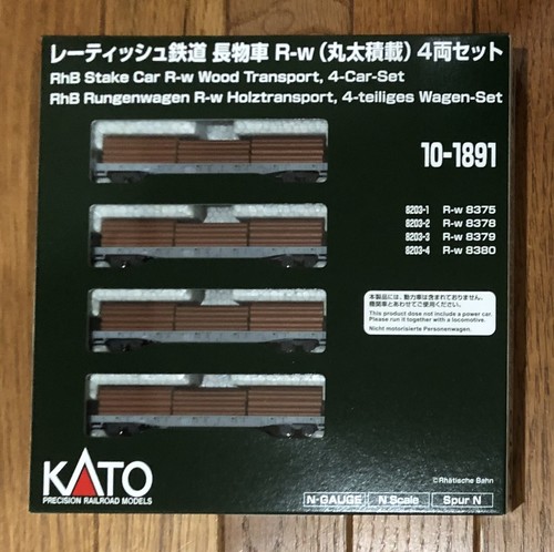Kato 10-1891 - RhB - Rungenwagen Holztransport - 4er Set - Spur N (DE) | Zustand: Neu