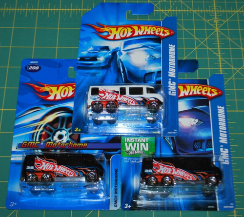 Menge 3 - 2006 Hot Wheels - GMC Wohnmobil - weiß K-Mart & schwarzes Rad Varis.