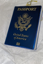 Beautiful USA Passport Glass Ornament New no Tag Ships Fast From PA NEW