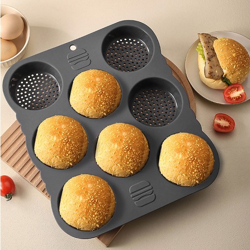 Hamburger Bun Mold Silicone 8 Cavity Easy Release Heat Resistant Hamburger Bread - Picture 4 of 12