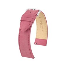 Hirsch Osiris Nubuk dark pink calf leather lady watch strap, 22 mm, 03433060-2-2