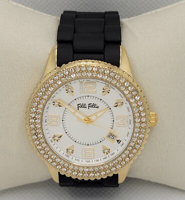 Folli Folli white enamel and gold watch Ladies Folli Follie Paved Bezel Gold Tone Case White Dial  main image 4