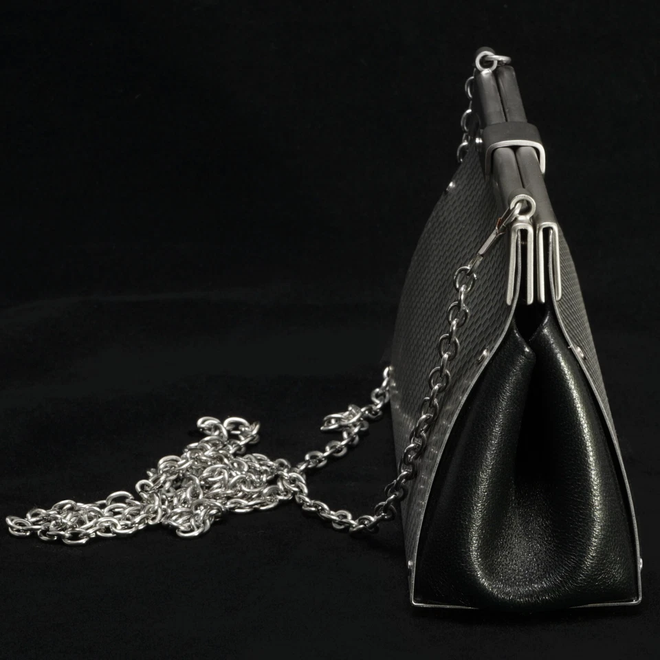 Bolso Bandolera Wendy Stevens Cuadros Acero Inoxidable 46" Correa Cadena Foto 4 de 4