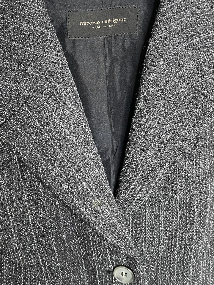 Chaqueta Blazer NARCISO RODRIGUEZ Gris Rayas Tweed Lana 2 EE. UU. = 38 ITALIA 34F/D Foto 4 de 4