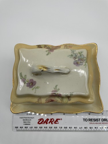 Old Foley James Kent Floral gold trimmed Covered cheese butter dish pitcher - Picture 8 of 11