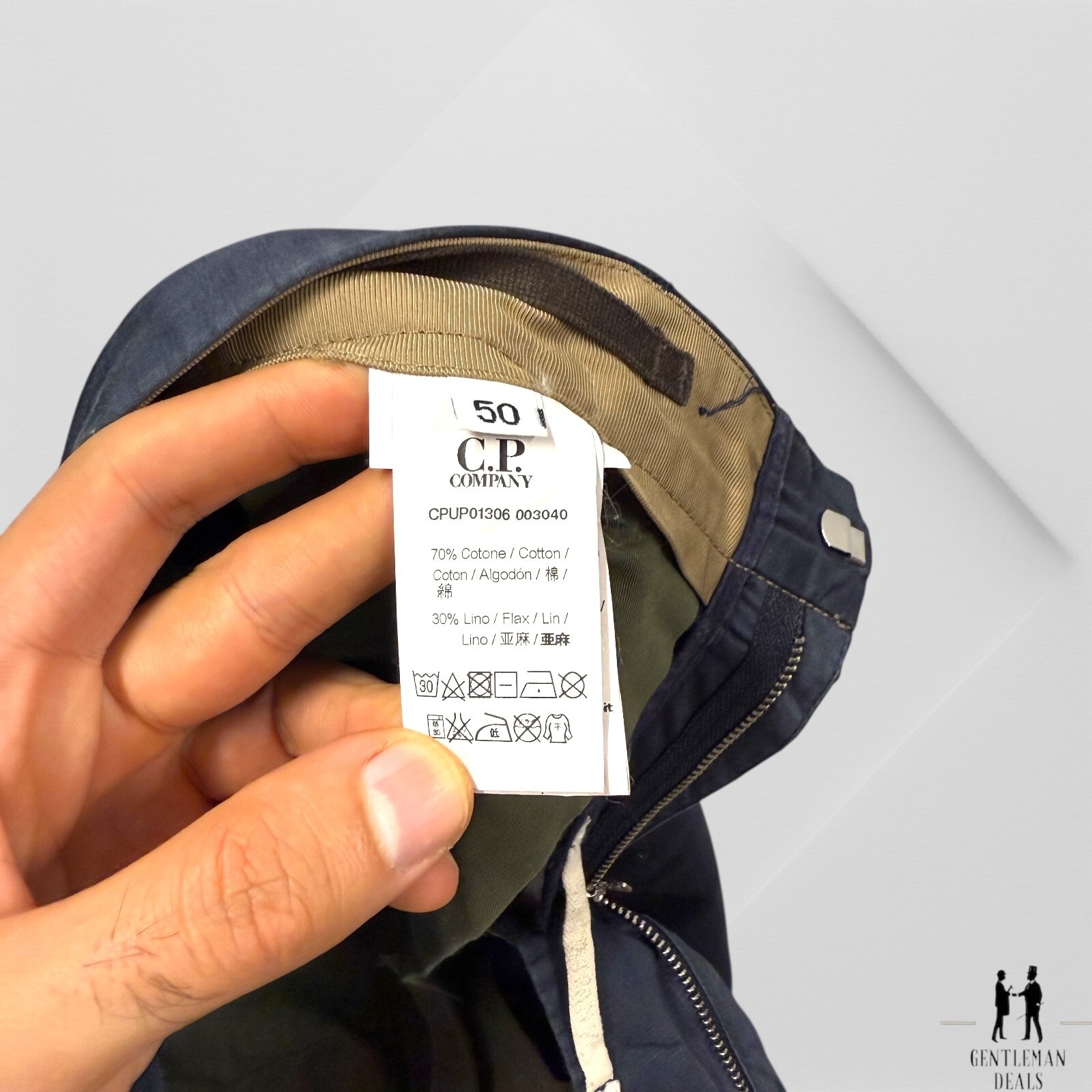 Cp Company Classic Slim Straight Chino Trousers Cotton Linen  36 x 34 Navy Blue thumbnail 11