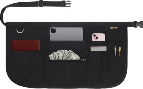 7 Pockets Server Apron with Buckle Closure & Zippered Money Pouch – Stain Res...
