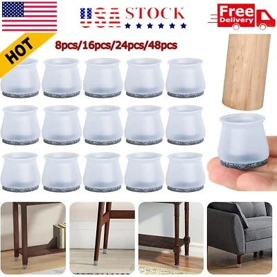 4x-48x Silicone Felt Slider Chair Leg Protector For Hardwood Floor Fit All Shape
