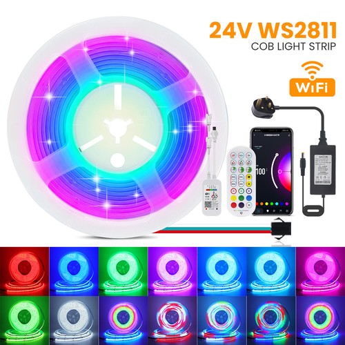Full Colour 12V 24V WS2811 RGBIC COB LED Strip Lights 16Pixels/m App Control Kit - Picture 30 of 30