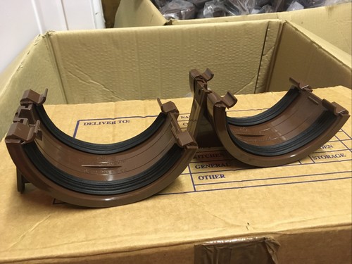 2x Brown Half Round 112mm Gutter Union Guttering Connector Polypipe RR102BR - 第 1/6 張圖片