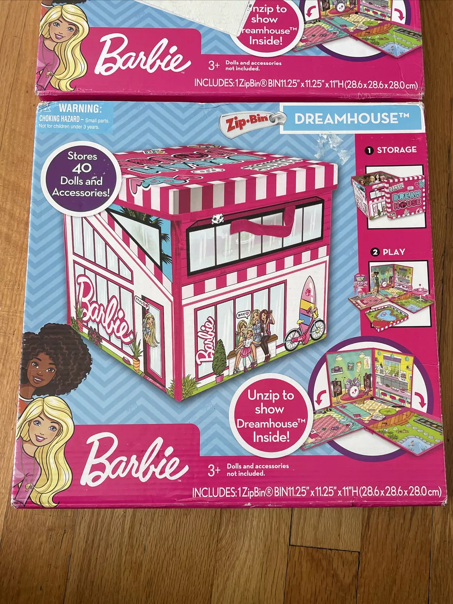  ZipBin Barbie 40 Doll Dream House Toy Box and Playmat