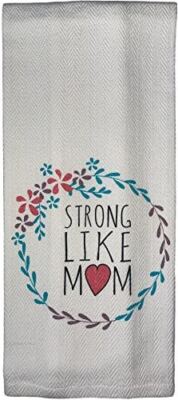 100% Cotton Herringbone Funny Quote Strong Like MOM Flour Sack Kitchen Towel Sof