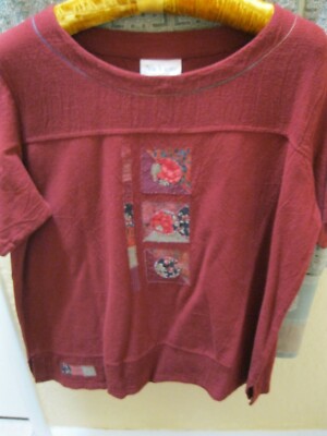 WINE COLORED S/S COTTON TOP, NU VIEWS LABEL, SZ. M.