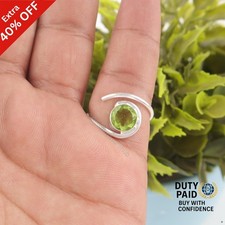 925 Sterling Silver Round Peridot Stone Sister Band August Birth Ethnic New Ring