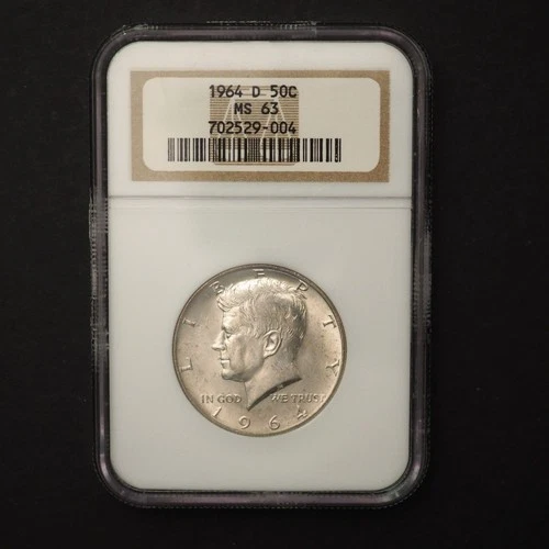1964 *D*  KENNEDY  SILVER HALF DOLLAR NGC MS63 - FREE SHIPPING! G2048