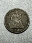 🔥1861 Seated Liberty Half Dime, Some Liberty Visible, Rims, BID TO WIN!🔥