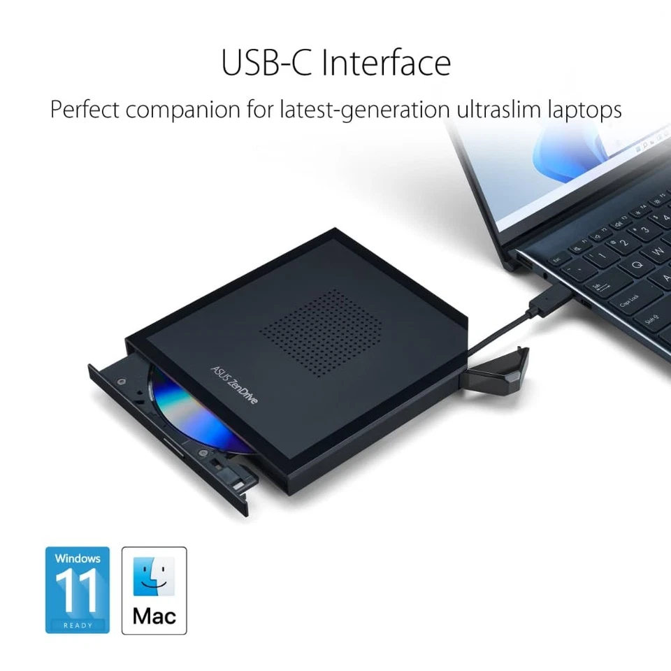 ASUS ZenDrive V1M External DVD Drive USB C M DISC Support Portable DVD Writer - Image 3 of 4
