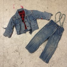 Kids Vtg Denim 2 Pocket Flannel Lined Jacket  Jeans 50s Vtg Distressed Faded