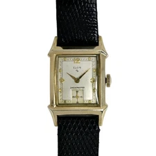Elgin Shockmaster Vintage Gold Tone Rectangular 40s Watch with Box 