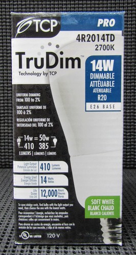 TCP 4R2014TD TRU DIM 14W 120V 60HZ R20 E26 SOFT WHITE DIMMABLE BULB - LOT OF 12 - Picture 2 of 5