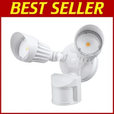 Outdoor Motion Sensor Flood Light, 25W, Adjustable 2-Head