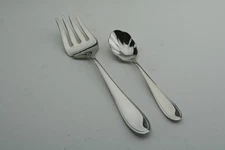 Yamazaki AUSTEN HARMONY  4 Tine Serving Fork & Sugar Spoon Stainless Flatware