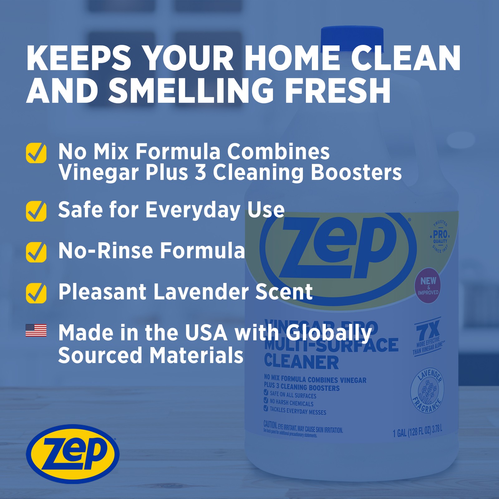 Zep Vinegar Pro Multi-Surface Cleaner (Case of 4) & Professional Sprayer Bottle