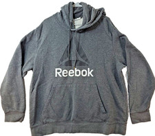 Reebok Logo Gray Long Sleeve Pullover Hoodie Sweatshirt Mens 2XL