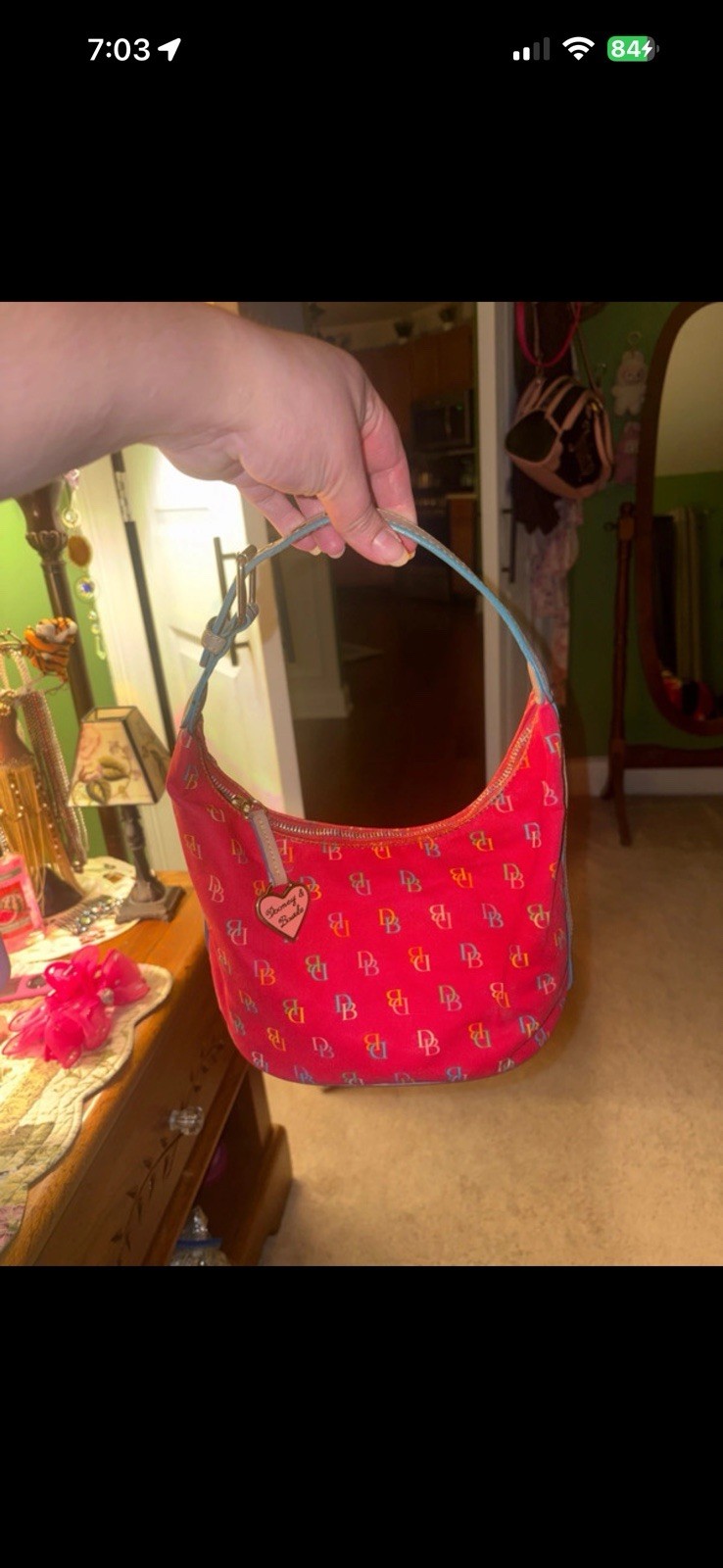 Vintage Y2K Dooney & Bourke Pink Monogram Satchel Handbag/ Purse