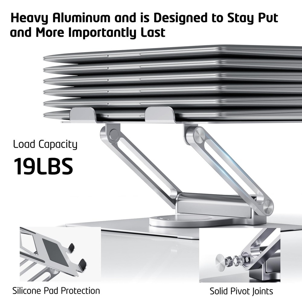 Adjustable Aluminum Laptop Stand with USB-C and USB-A Ports for Desk Adjustable Aluminum Laptop Stand with USB-C and USB-A Ports for Desk