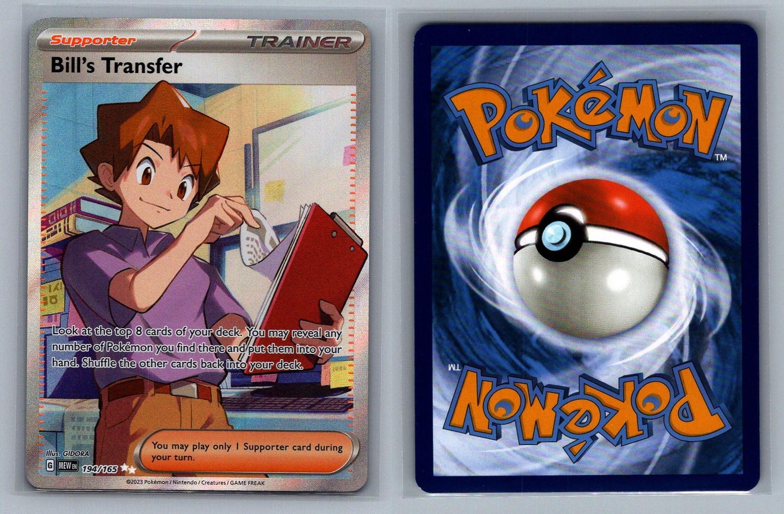 Bill's Transfer #194/165 Holo 151 Pokemon Card - NM