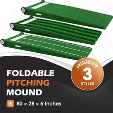 80 x 28 x 6 Inches Portable Baseball Pitching Mound W/ Pitching Rubbe and Wheels