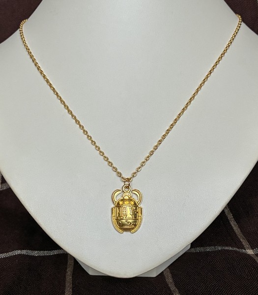 Alternate view of Egyptian Scarab Beetle Pendant 20" Gold-plated Chain Necklace Gift Bag