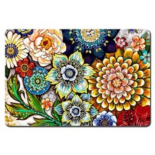 Dog Food Mat, 12" x 19" Flower Absorbent Dog Cat Bowl Mat for Food and Water,...