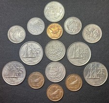 Vintage Cayman Islands 1-5-10-25 Cents World Coins Lot of 15 Mixed Elizabeth II