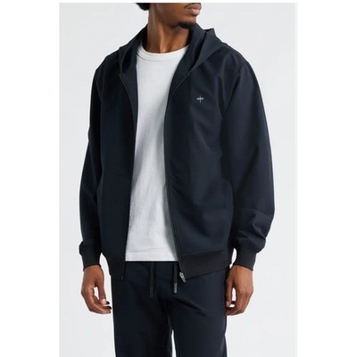 Santo Studio Mens Black Full Zip Hoodie Technical Lightweight Jacket Large