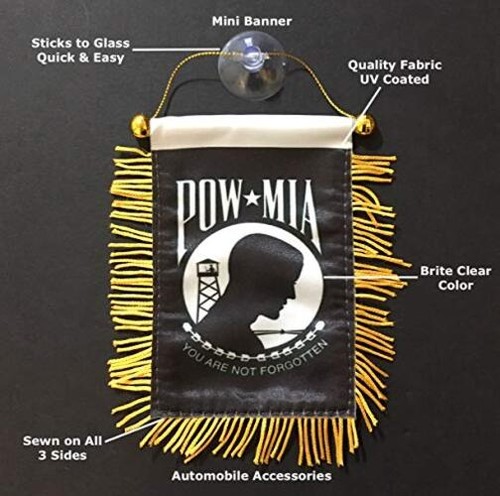 Bandiera Americana per Auto Veterano POW MIA USA Bandiere - Accessori Striscioni Finestra - Foto 2 di 6