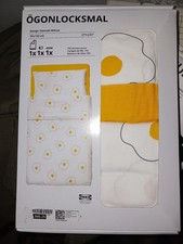 Nuovo set lenzuola 3 pezzi IKEA OGONLOCKSMAL per culla motivo floreale 405.985.25
