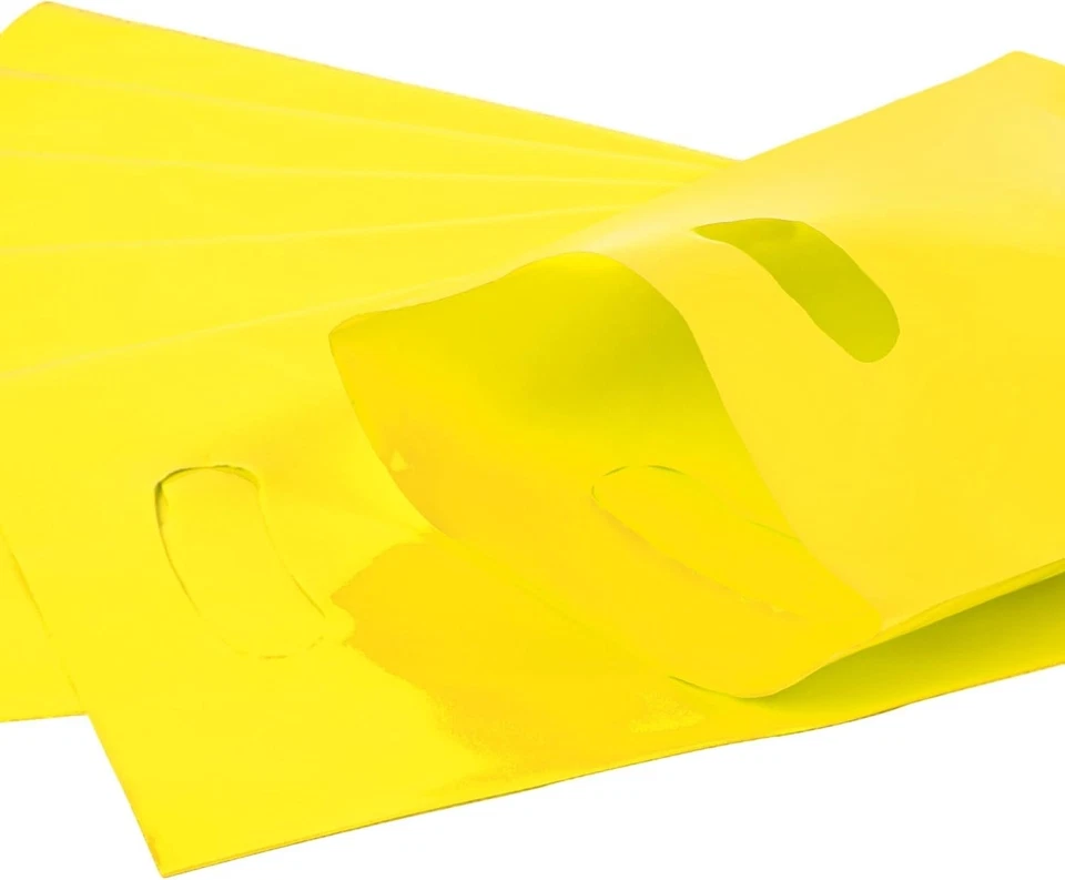 100 PIEZAS Bolsas de Regalo Pequeñas Amarillas 6x8 pulgadas Bolsas de Regalo para Favor de Fiesta con Asas Foto 3 de 4