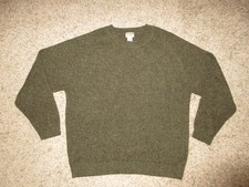 VTG LL BEAN 100 SHETLAND WOOL PULLOVER CREWNECK SWEATER MEN LARGE FOREST GREEN