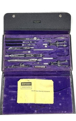 Vintage Dietzgen Kromet Drafting Instrument Set Germany Engineering Kit Case