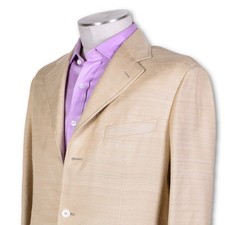 NWT Belvest Tan Pure Silk Three Button Dual Vent 1/4 Lined Sportcoat 40r