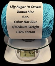 New Sugar 'n Cream Super Size 4oz Yarn Hot Blue Medium/4 Weight 100 Cotton
